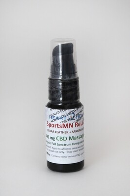 CBD Massage Oil SportsMN ReLeaf Full Spectrum with Essential Oils 300 mg in 30 ml (1 oz) Pump