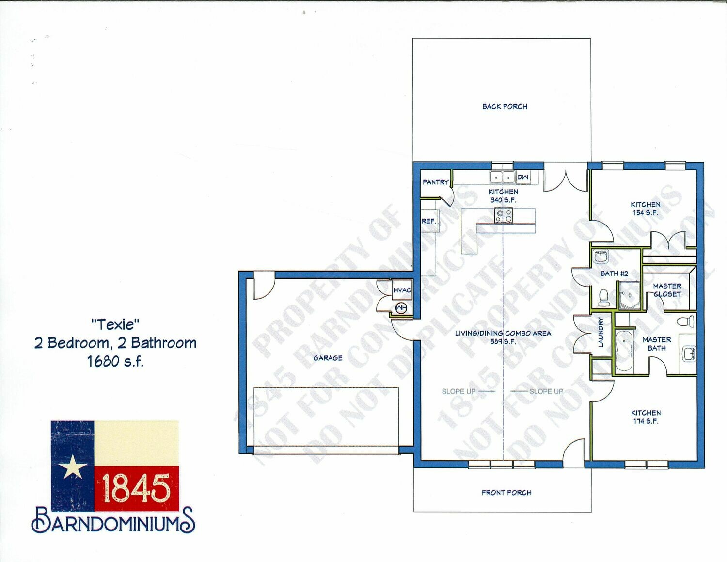 "Texie" Floor Plan  2 bedroom, 2 bath - 1680 sf