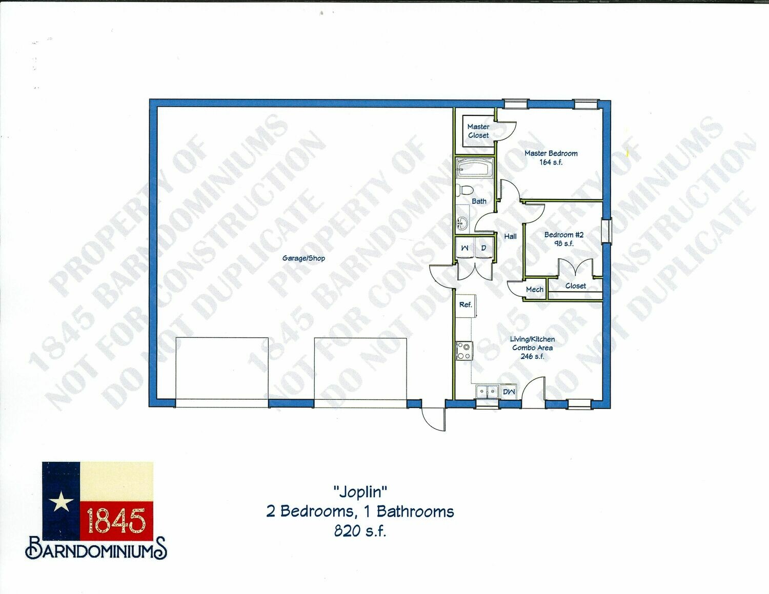 "Joplin" Floor Plan 2 bedroom, 1 bath - 820 sf