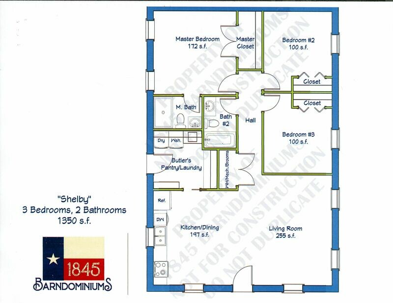 &quot;Shelby&quot; Floor Plan 3 bedroom, 2 bath - 1350 sf