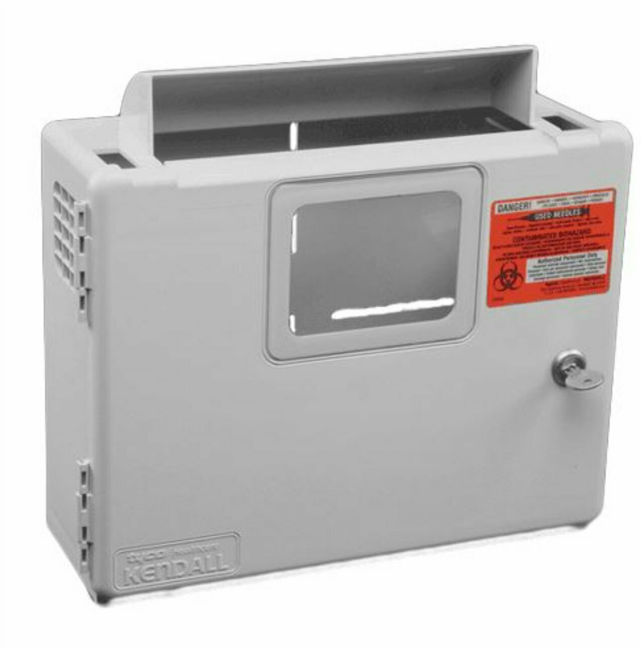 COVIDIEN 5 QUART IN-ROOM SHARPS CONTAINER WALL ENCLOSURE W/KEY