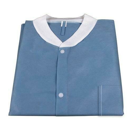 DYNAREX LAB COAT KNITTED CUFFS AND COLLAR WITHOUT POCKETS BLUE 30/CS