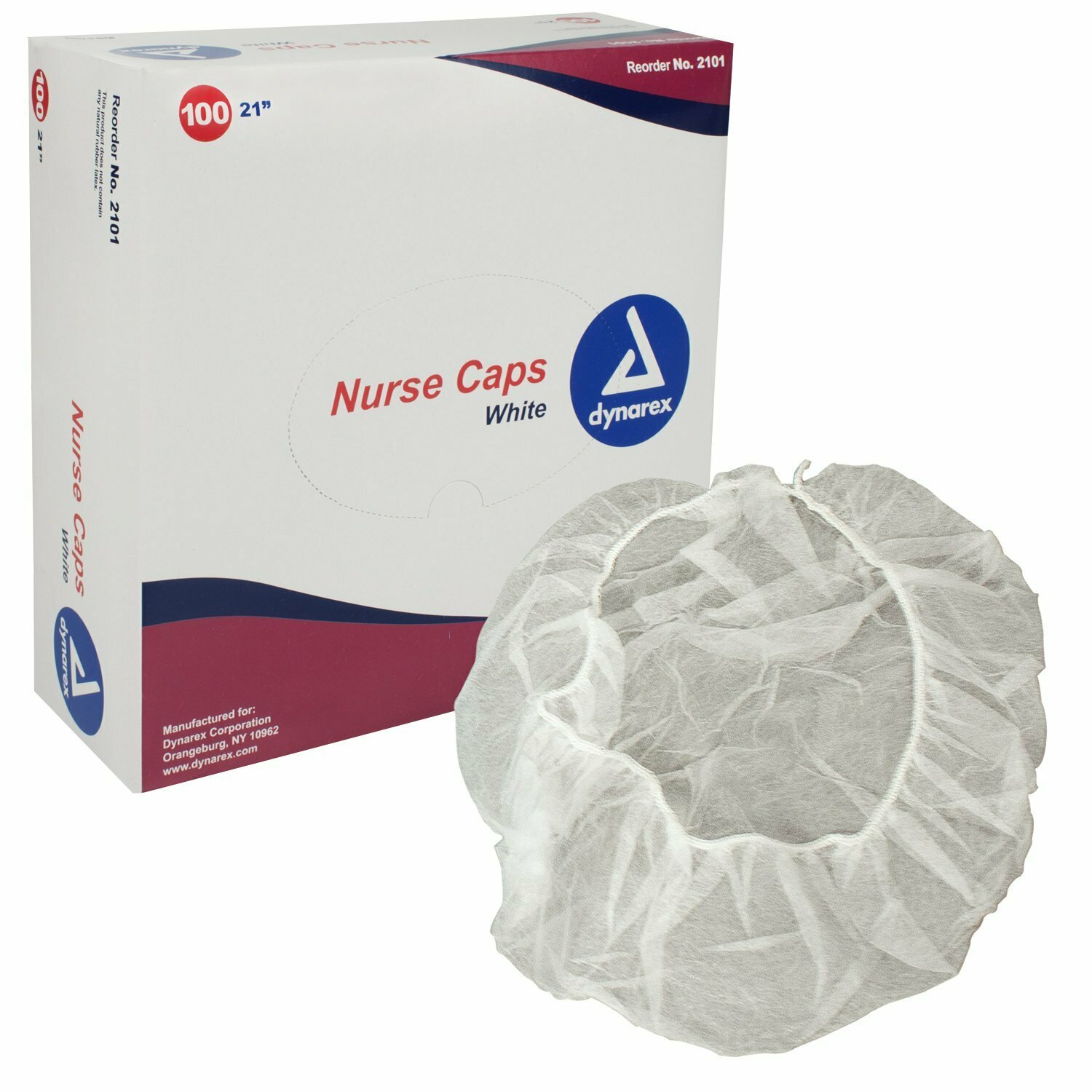 DYNAREX LIGHTWEIGHT NURSE CAP WITH SOFT ELASTIC HEADBAND 21" BX100