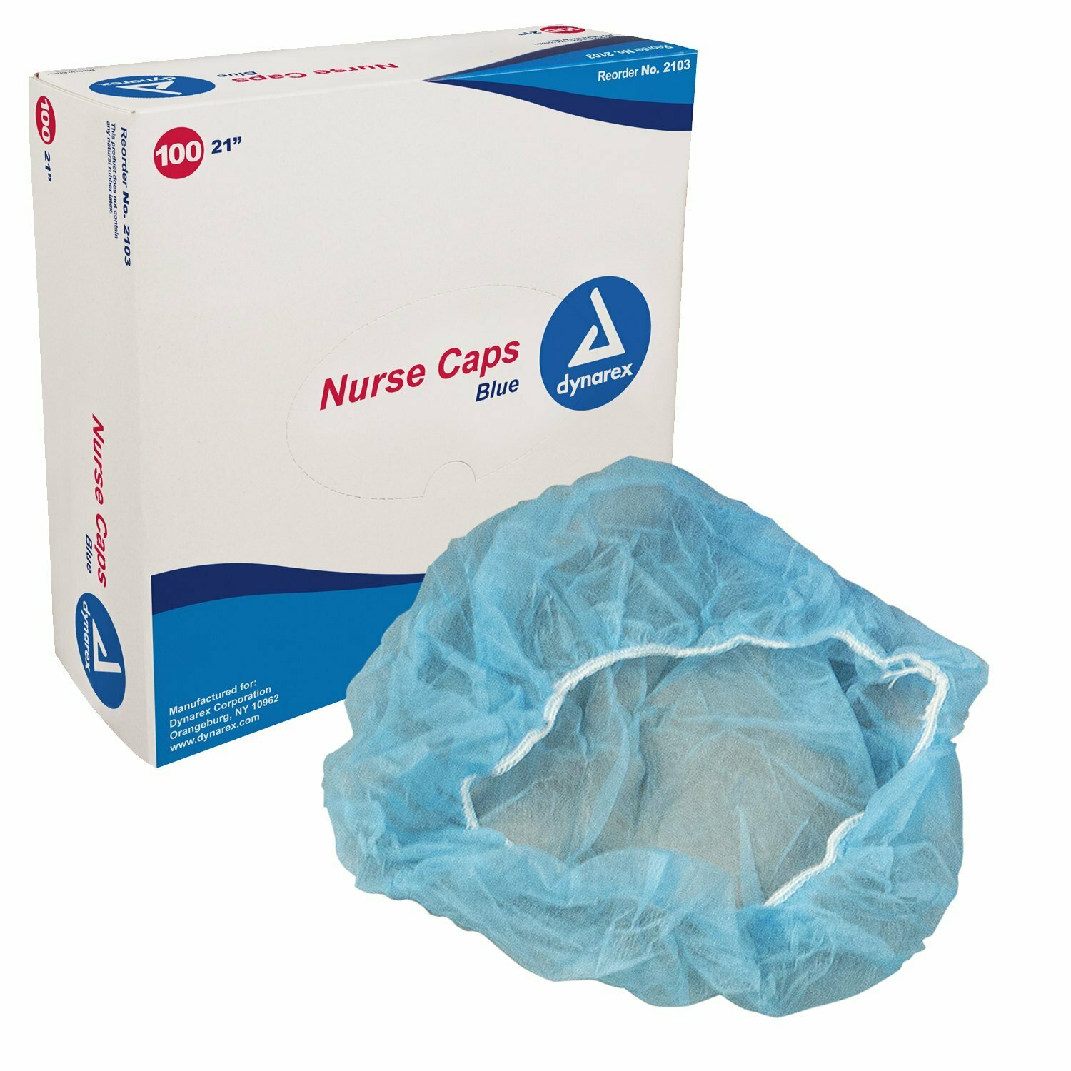 DYNAREX LIGHTWEIGHT NURSE CAP WITH SOFT ELASTIC HEADBAND 21" BX100