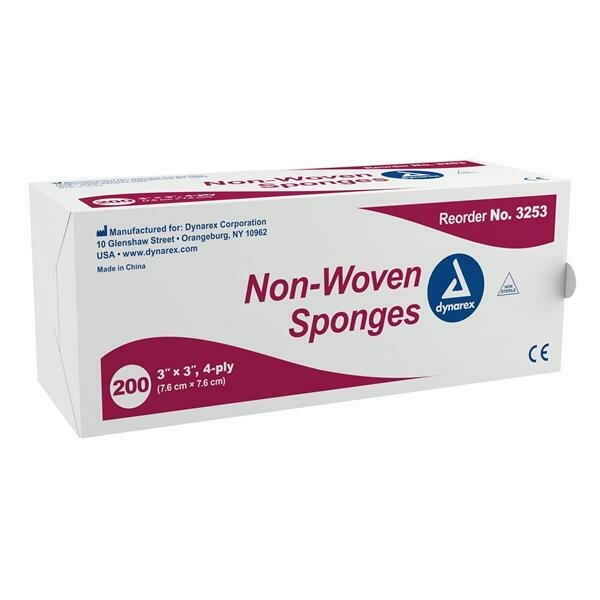 DYNAREX GAUZE NON WOVEN NON STERILE 4 PLY - 3X3 PK200