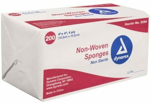 DYNAREX GAUZE NON WOVEN NON STERILE 4 PLY - 4X4 PK200