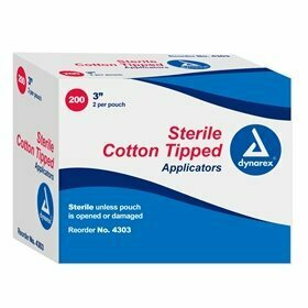 DYNAREX COTTON TIPPED APPLICATOR 3" STERILE 2'S 200/BX
