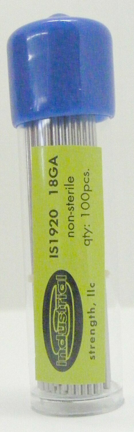 INDUSTRIAL STRENGTH NON STERILE HIGH QUALITY PIERCING NEEDLE: 18 GAUGE 100/PK