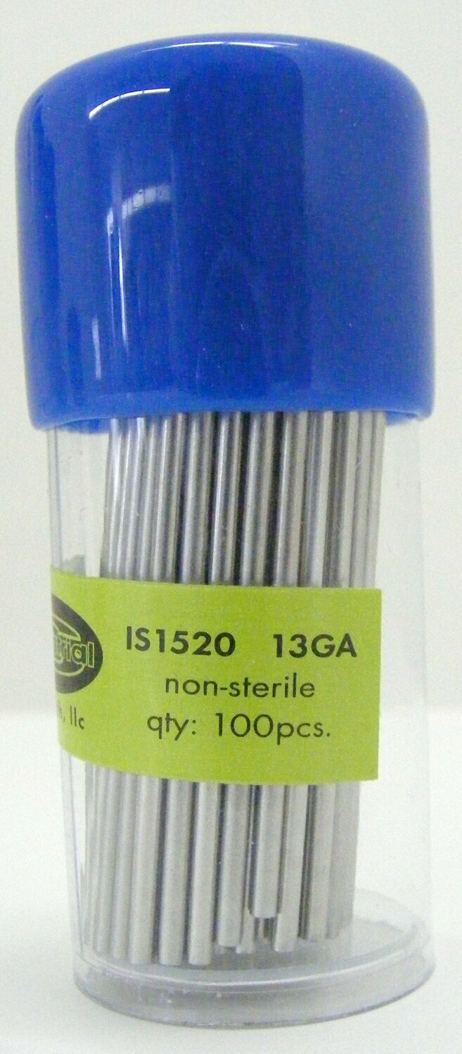 INDUSTRIAL STRENGTH NON STERILE HIGH QUALITY PIERCING NEEDLE: 13 GAUGE 100/PK