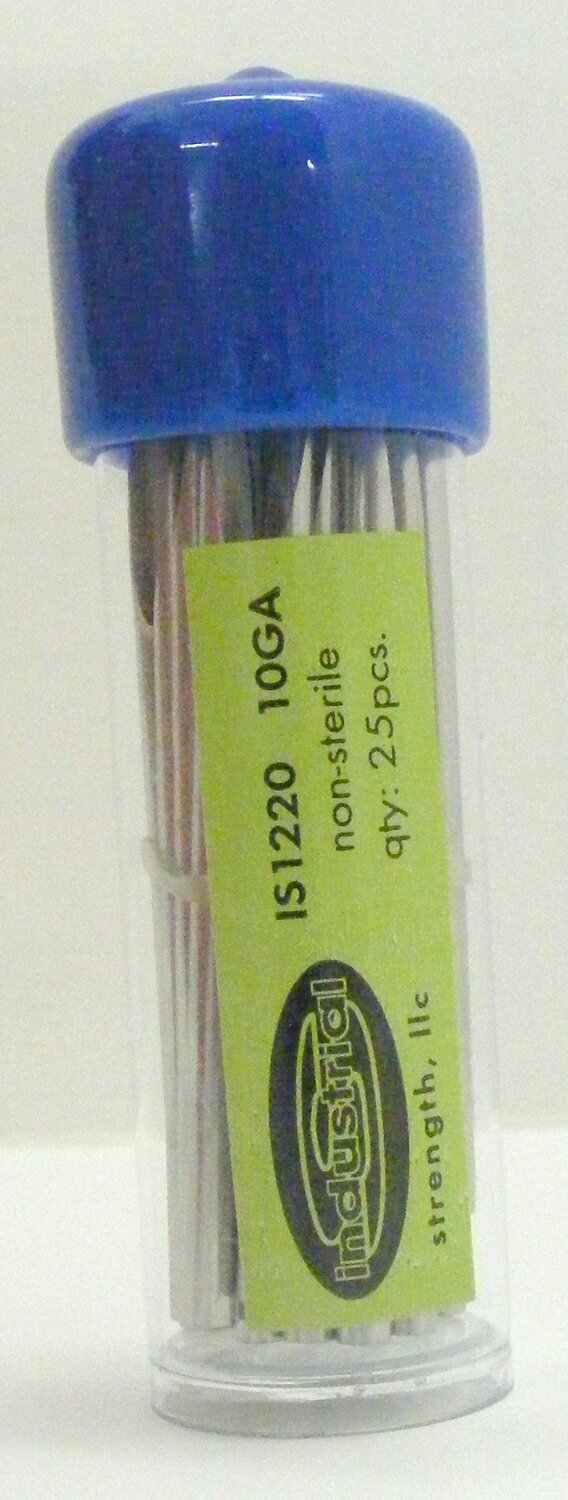 INDUSTRIAL STRENGTH NON STERILE HIGH QUALITY PIERCING NEEDLE:  10 GAUGE 50/PK