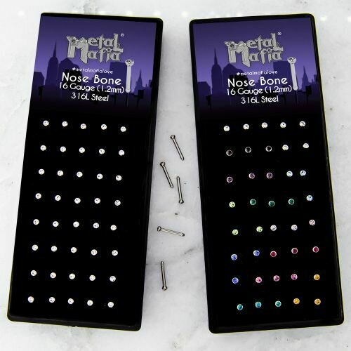 GENERIC NOSE BONE ASSORTMENT 18G WITH FREE DISPLAY CASE 40/CS