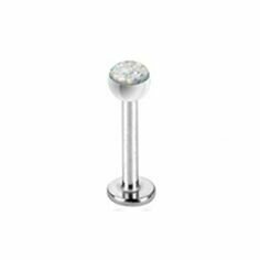 GENERIC LABRET EXTERNALLY THREADED 316L STAINLESS STEEL WITH CLEAR GEM BALL