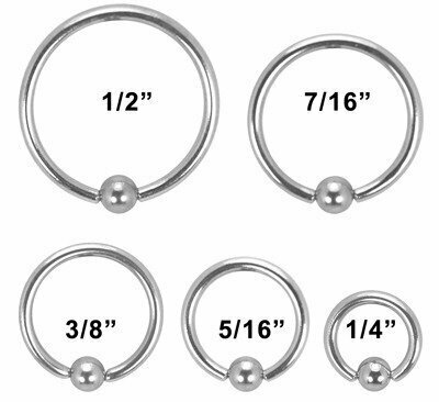 GENERIC CAPTIVE BEAD RING EXTERNALLY THREADED 316L STAINLESS STEEL ONE REMOVABLE BALL