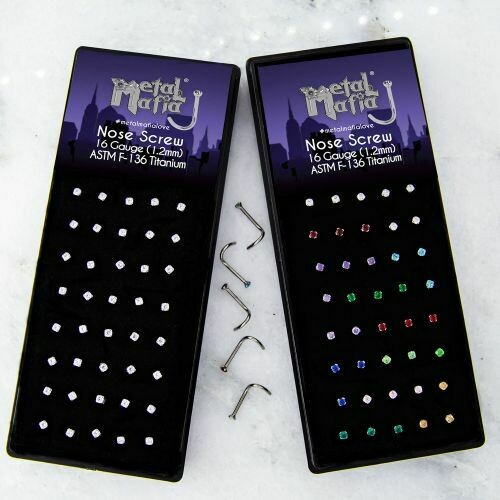 GENERIC NOSE SCREW ASSORTMENT 18G WITH FREE DISPLAY CASE 40/CS