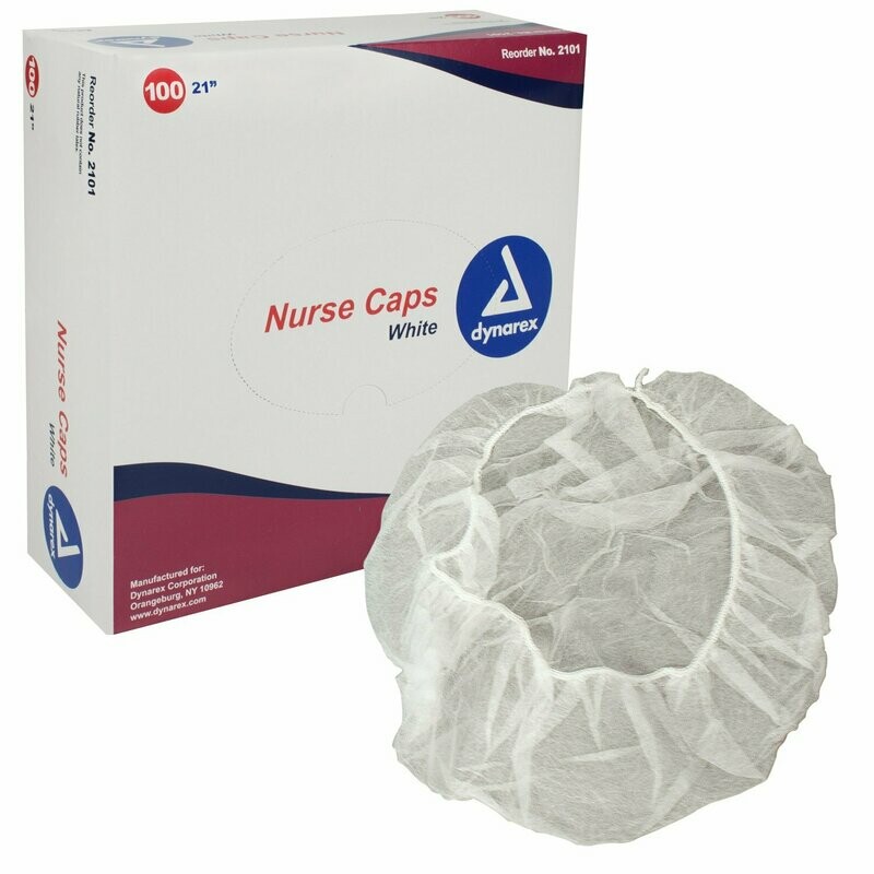 DYNAREX LIGHTWEIGHT NURSE CAP WITH SOFT ELASTIC HEADBAND 21" BX100