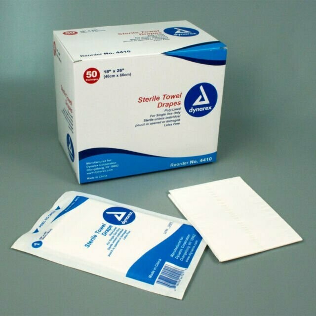 DYNAREX STERILE  TOWEL DRAPE 18"X26" NON FENESTRATED
