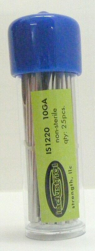 INDUSTRIAL STRENGTH NON STERILE HIGH QUALITY PIERCING NEEDLE:  10 GAUGE 25/PK