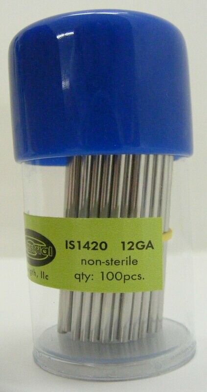 INDUSTRIAL STRENGTH NON STERILE HIGH QUALITY PIERCING NEEDLE: 12 GAUGE 100/PK