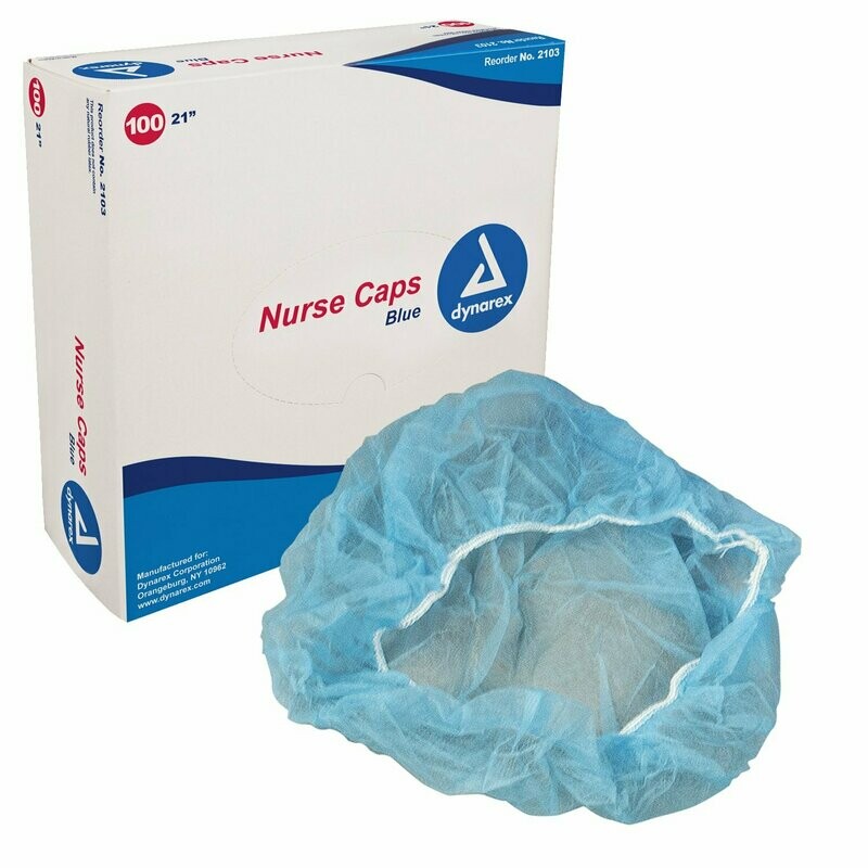 DYNAREX LIGHTWEIGHT NURSE CAP WITH SOFT ELASTIC HEADBAND 21" BX100