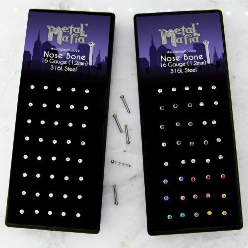 GENERIC NOSE BONE ASSORTMENT 18G WITH FREE DISPLAY CASE 40/CS