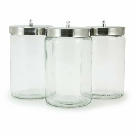 TECHMED PYREX GLASS SUNDRY JAR WITH STAINLESS COVER