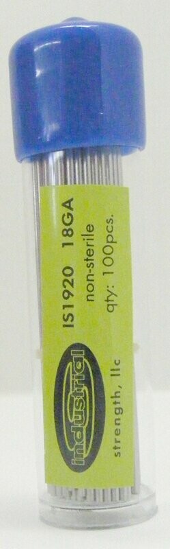 INDUSTRIAL STRENGTH NON STERILE HIGH QUALITY PIERCING NEEDLE: 18 GAUGE 100/PK