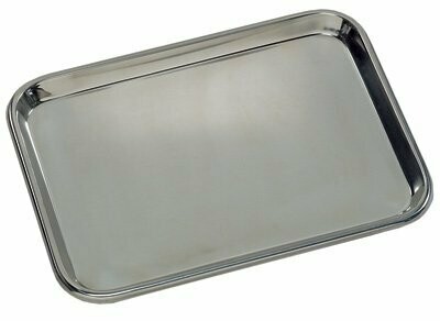 TECHMED STAINLESS STEEL FLAT INSTRUMENT TRAY SMALL - 13-5/8" X 9-3/4" X 5/8"