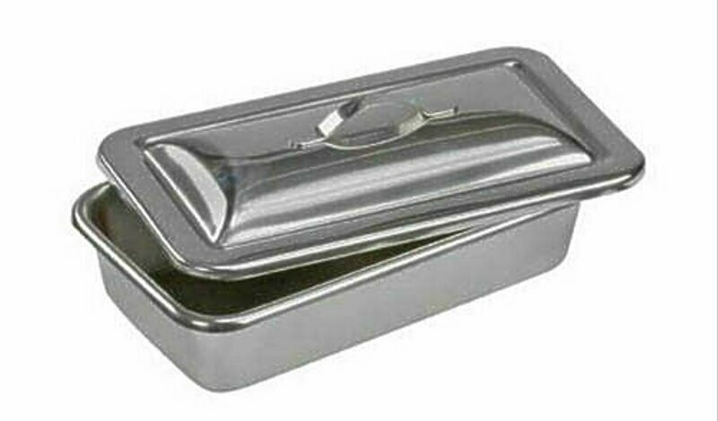 TECHMED ECONOMY STAINLESS STEEL INSTRUMENT TRAY WITH COVER AND STRAP HANDLE 8.75” x 5” x 2”