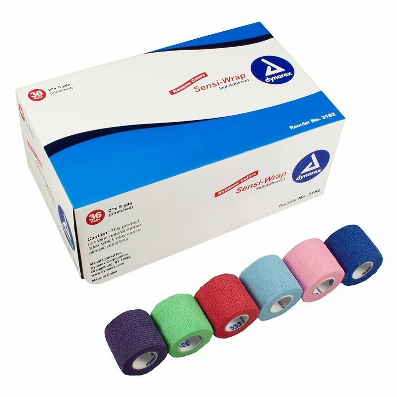 DYNAREX SENSIWRAP SELF ADHERENT ELASTIC WRAP RAINBOW COLOR ASSORTMENT 2" ROLL