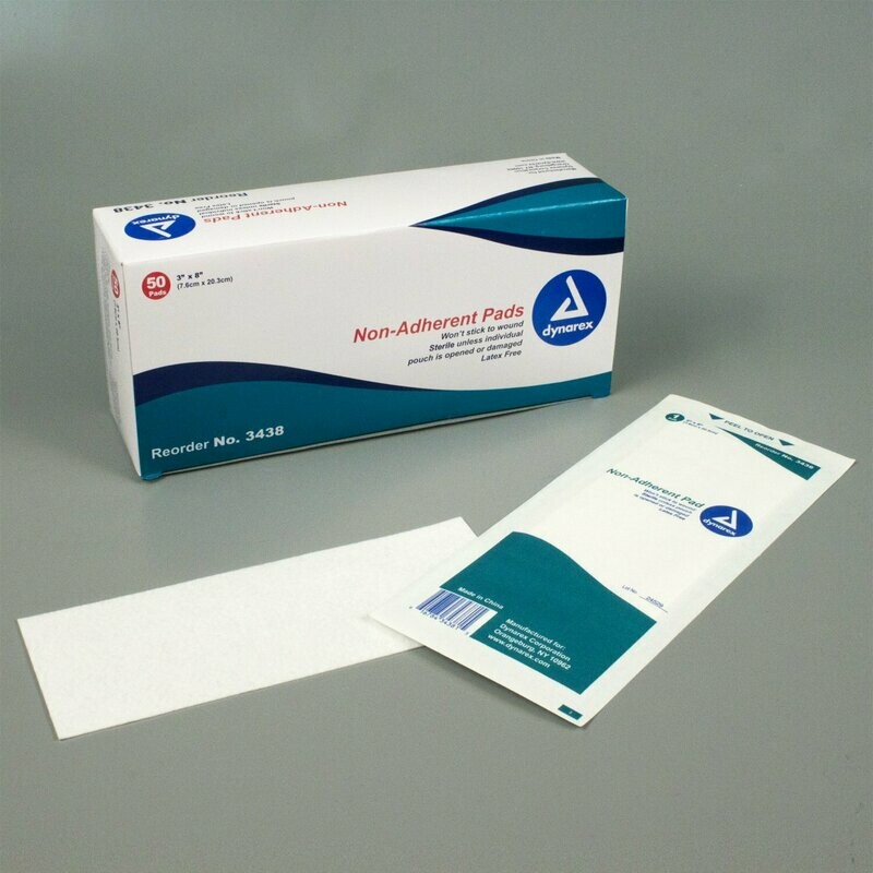 DYNAREX NON ADHERENT PAD STERILE 3X8-50/BX