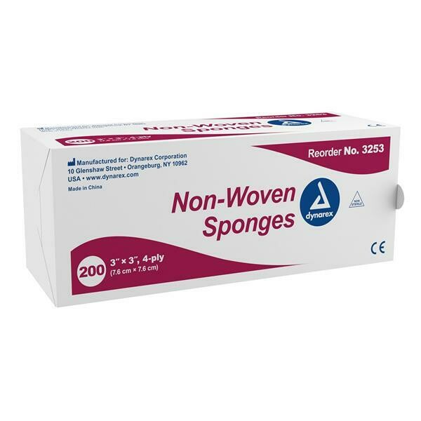 DYNAREX GAUZE NON WOVEN NON STERILE 4 PLY - 3X3 PK200