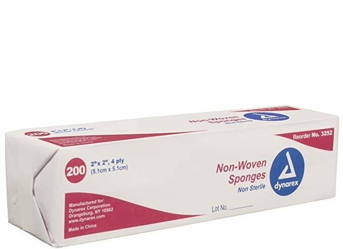 DYNAREX GAUZE NON WOVEN NON STERILE 4 PLY - 2X2 CS20PK(4000)