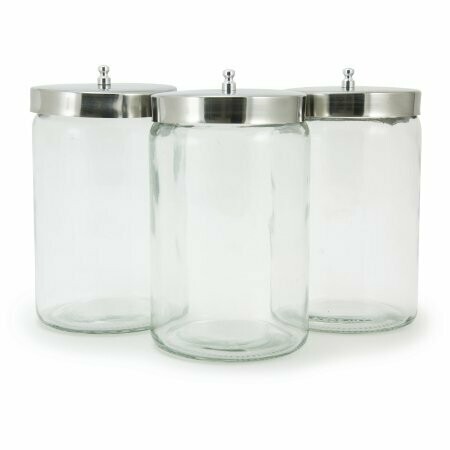 TECHMED PYREX GLASS SUNDRY JAR WITH STAINLESS COVER