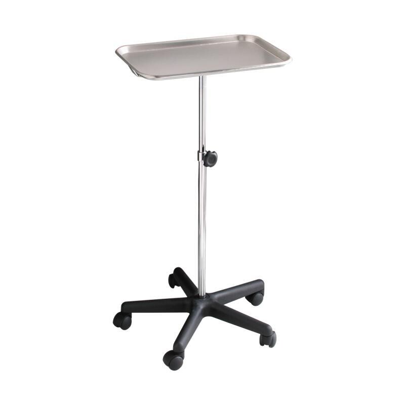 TECHMED STAINLESS STEEL MAYO STAND SINGLE PEDESTAL WITH TRAY