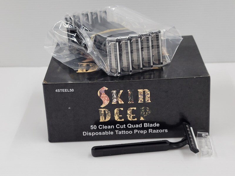 SKIN DEEP DISPOSABLE RAZORS FOUR ROW BLADES AND SOAP 50/BX