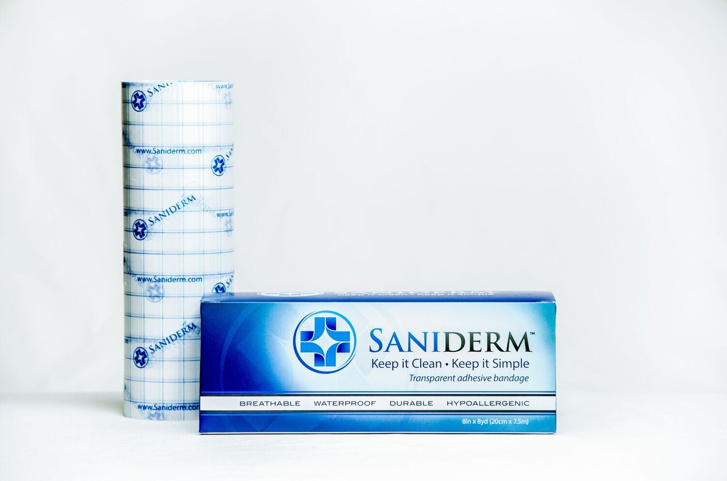 SANIDERM BREATHABLE WATERPROOF DURABLE HYPOALLERGENIC TRANSPARENT ADHESIVE DRESSING 6" X 8 YD ROLL