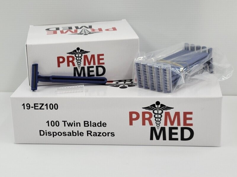 PRIMEMED TWIN BLADE DISPOSABLE RAZORS 100/BX