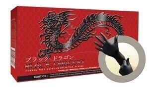 BLACK DRAGON NONSTERILE BLACK LATEX POWDERFREE GLOVES BX100 CS2000