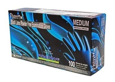 ADENNA PHANTOM BLACK POWDER FREE LATEX EXAM GLOVES BX100 CS1000