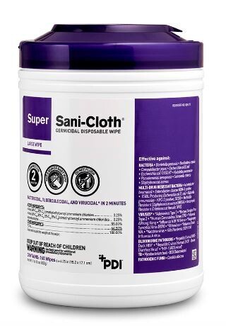 PDI PURPLE TOP SANI CLOTH PLUS GERMICIDAL DISPOSABLE CLOTH 6.00 X 6.75 160PK CS12