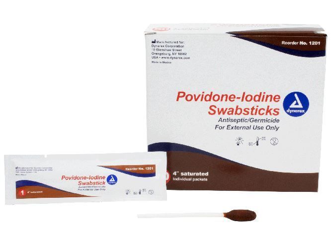 DYNAREX POVIDONE IODINE SWABSTICK 1'S 10BX/50/CS