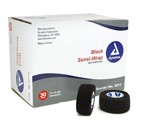 DYNAREX SENSIWRAP SELF ADHERENT ELASTIC WRAP BLACK 1 DYNAREX SENSIWRAP SELF ADHERENT ELASTIC WRAP BLACK 1" ROLL