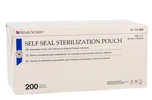 HENRY SHEIN SELF SEAL STERILIZATION POUCH WITH INTERNAL AND EXTERNAL HEAT INDICATORS BX200 HENRY SHEIN SELF SEAL STERILIZATION POUCH WITH INTERNAL AND EXTERNAL HEAT INDICATORS BX200