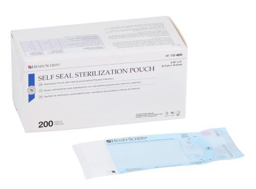HENRY SHEIN SELF SEAL STERILIZATION POUCH WITH INTERNAL AND EXTERNAL HEAT INDICATORS BX200 HENRY SHEIN SELF SEAL STERILIZATION POUCH WITH INTERNAL AND EXTERNAL HEAT INDICATORS BX200, SIZE: 2.25 X 5.00 12BX/CS