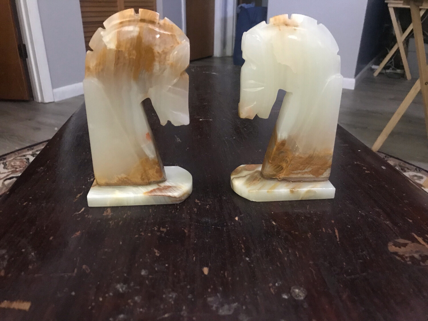 Marble Onyx Horse Book Ends
