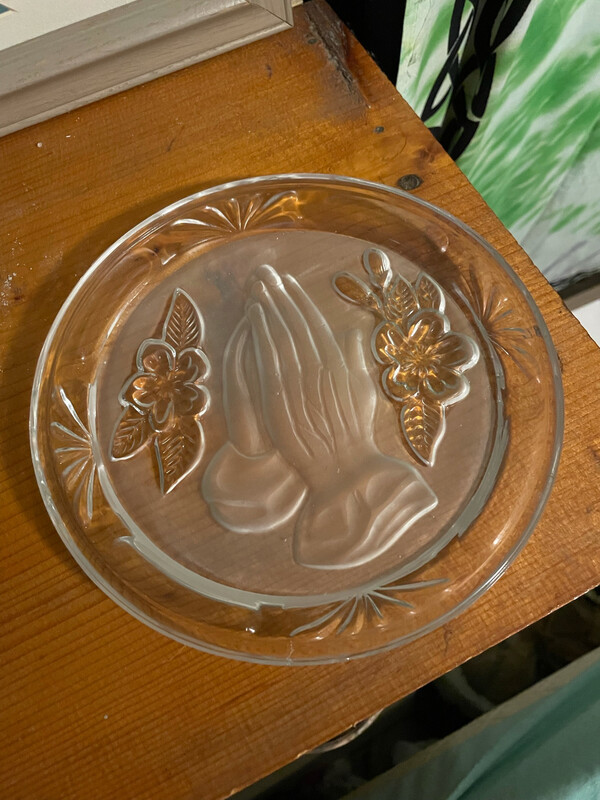 Crystal Praying Hands Plate