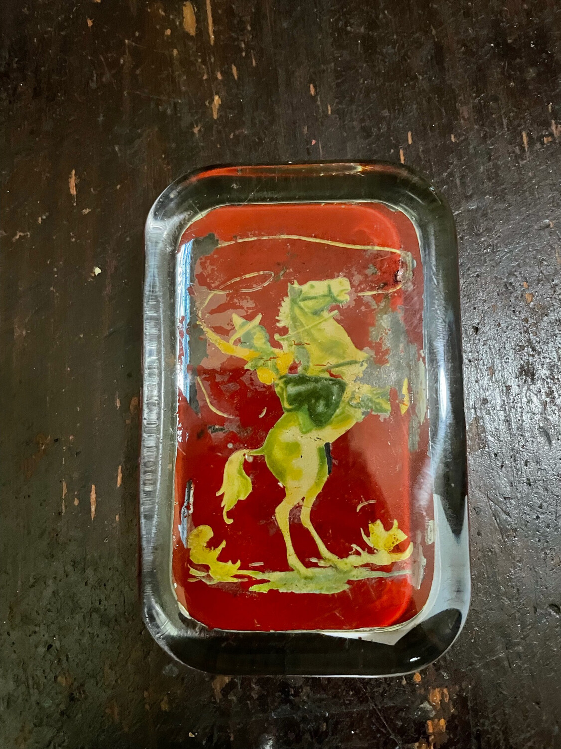 Cowgirl Glass Paperweight From Colorado