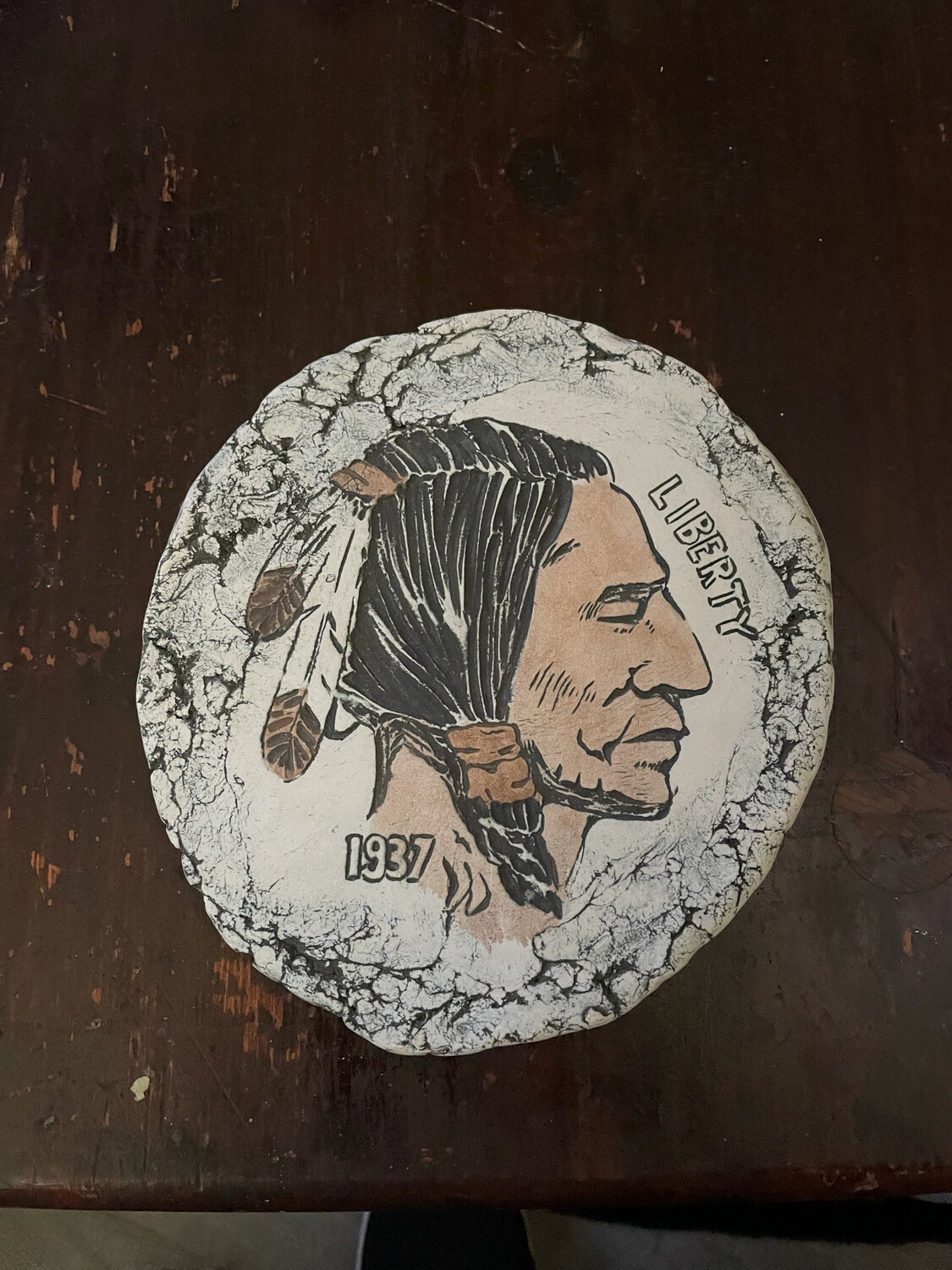 Indian Nickel head Made From Clay And Ash
