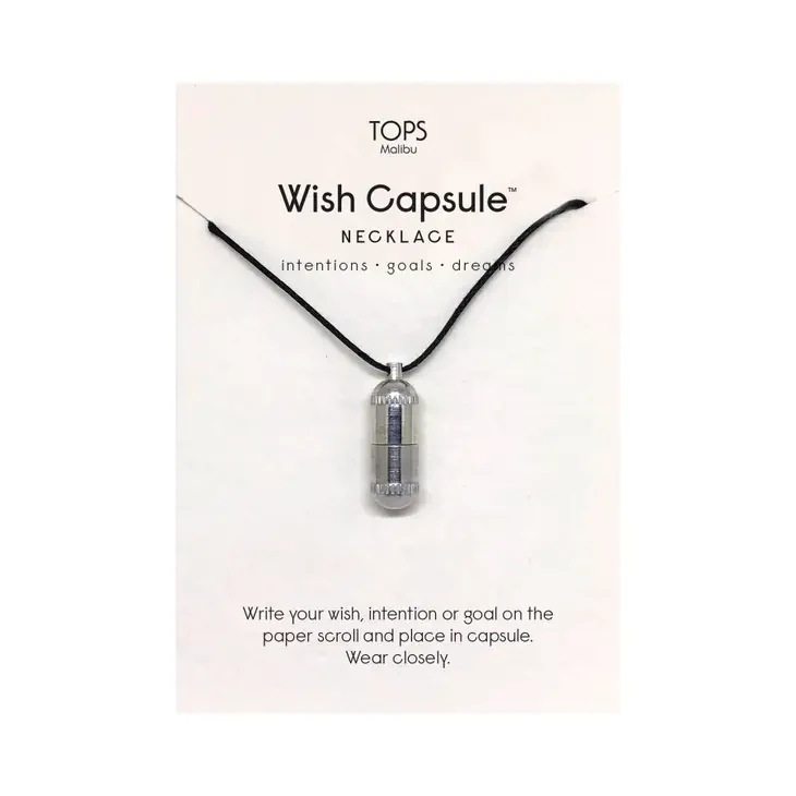 Silver Wish Capsule Necklace (Black)
