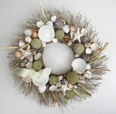 Sea Urchin and Seashells Coastal Wreath